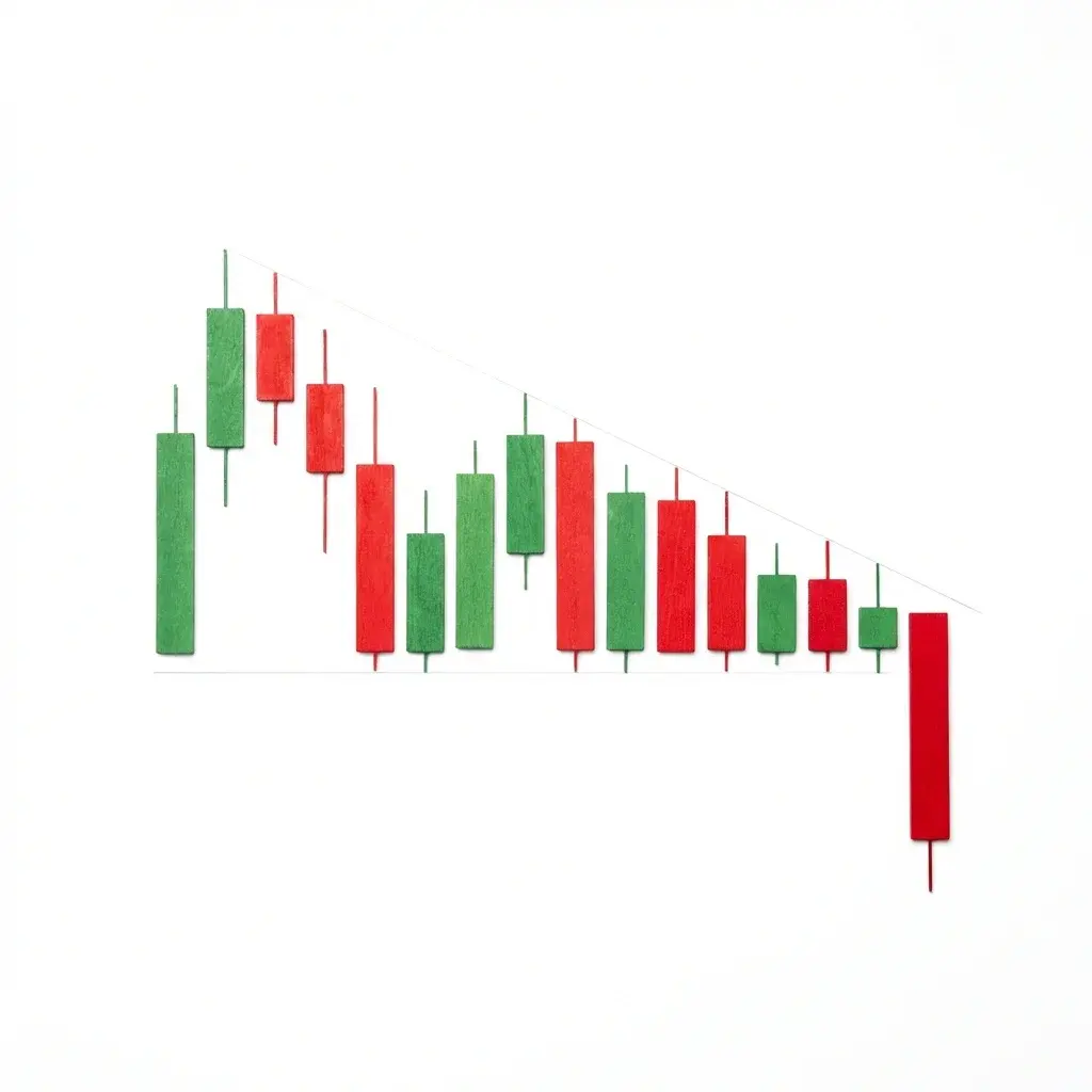 Descending Triangle with a flat horizontal support line and declining upper trendline converging toward a breakdown