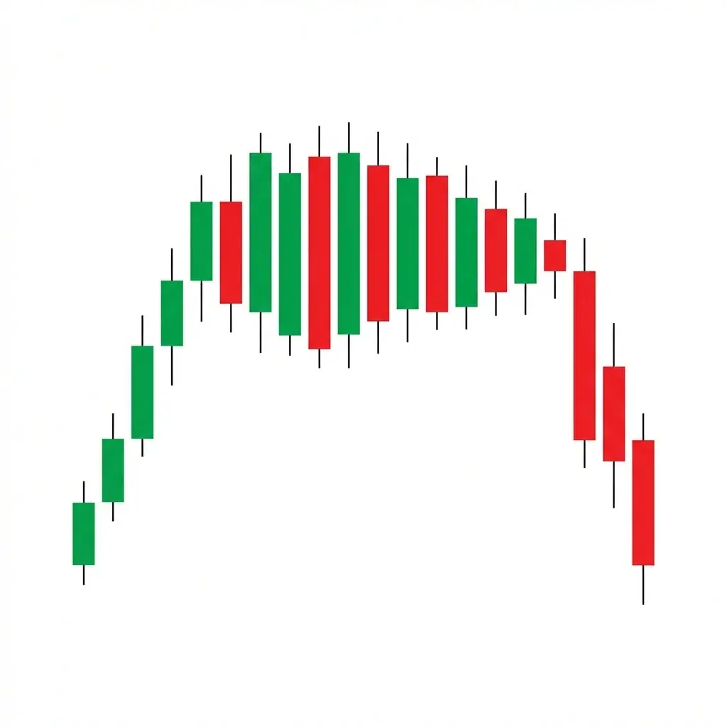 Wyckoff Distribution phase showing a trading range at the top of an uptrend with PSY, BC, AR, ST, SOW, and LPSY phases