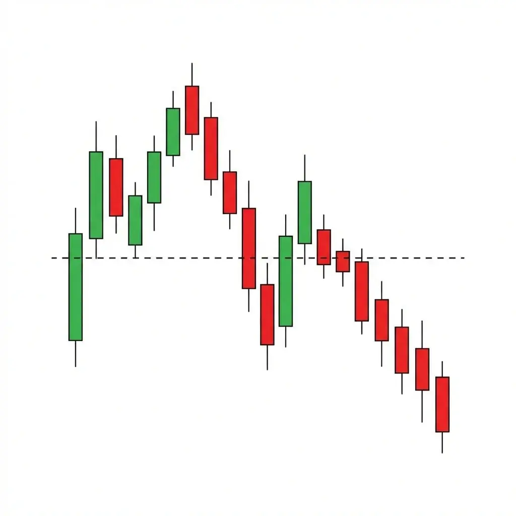 Head and shoulders neckline retest showing price pulling back to the broken neckline from below before continuing downward