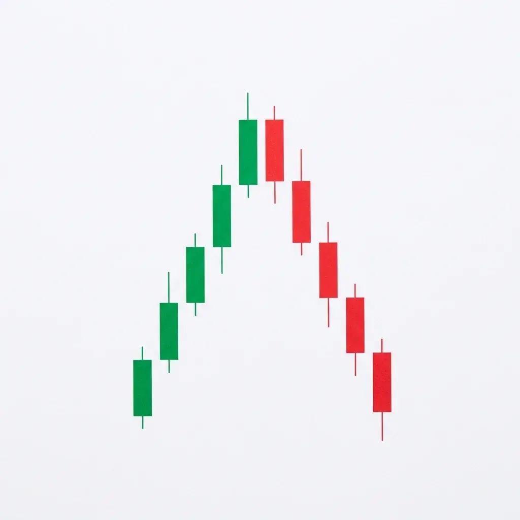 Inverted V top pattern showing a sharp rally to a peak followed by an equally sharp decline