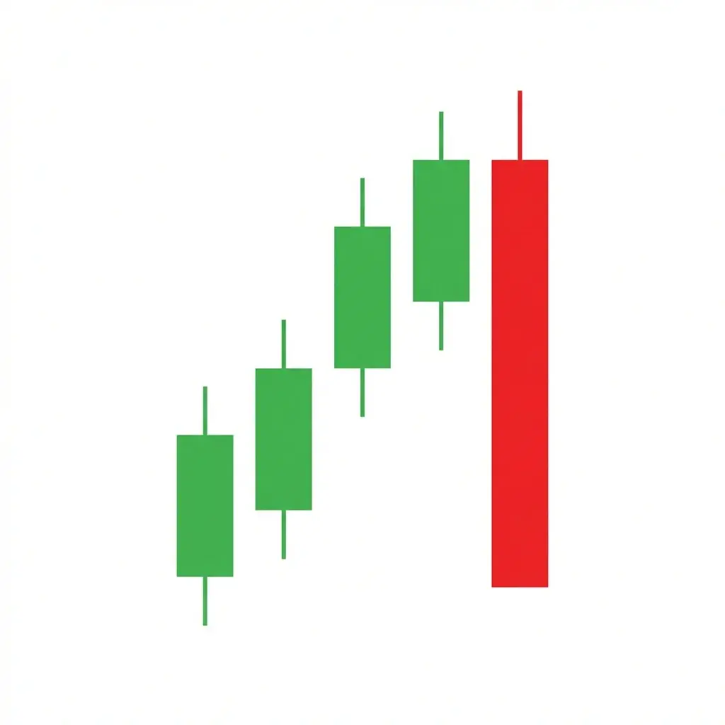 Bearish key reversal bar making a new high then closing below the prior candle's low on high volume