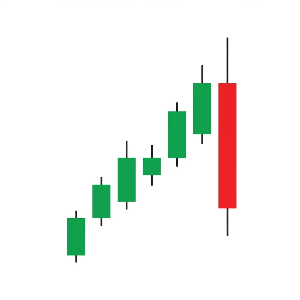 Bearish reversal pattern showing price transitioning from an uptrend to a downtrend with a clear change in market structure