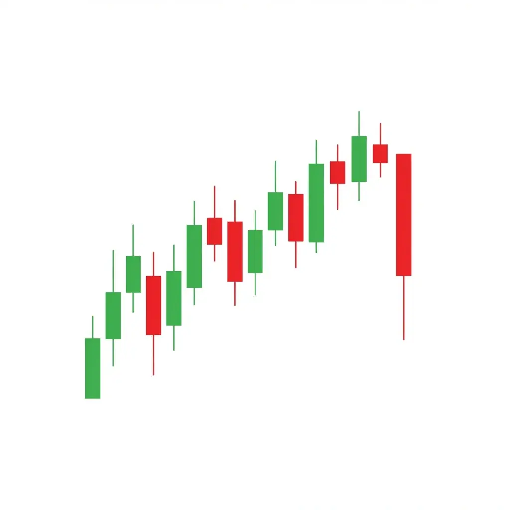 Bearish rising wedge pattern showing converging upward-sloping trendlines with price compressing before breaking down