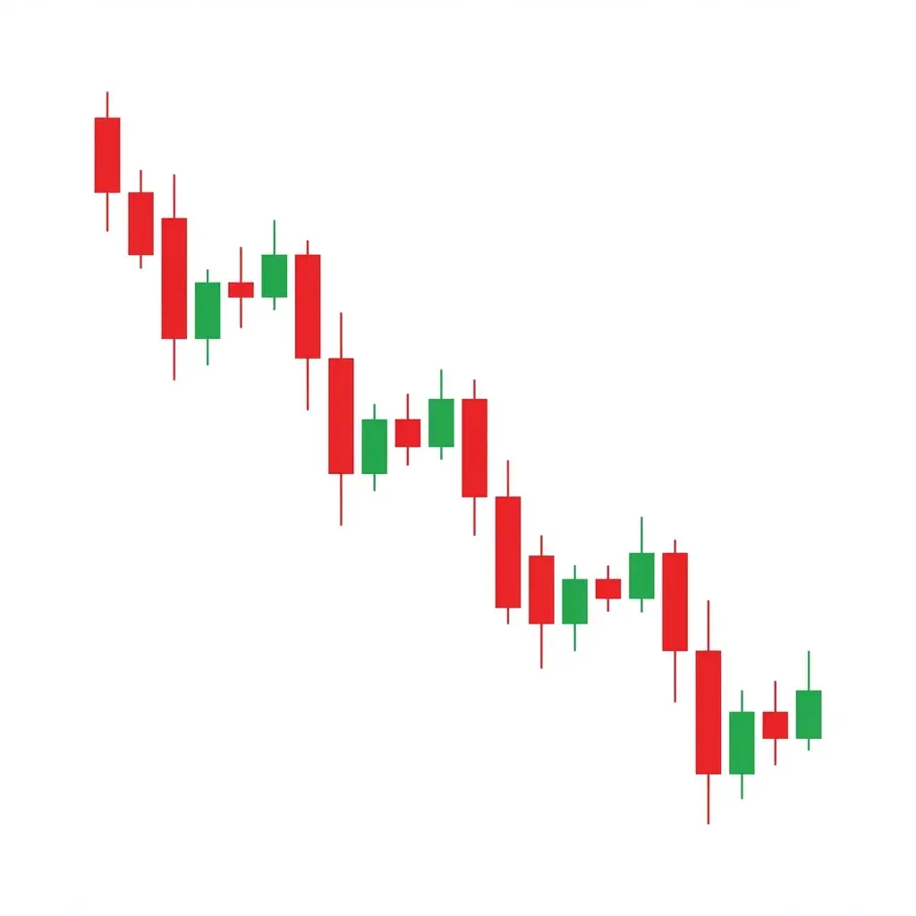 Bearish staircase down pattern showing a series of lower highs and lower lows creating a step-like descending structure