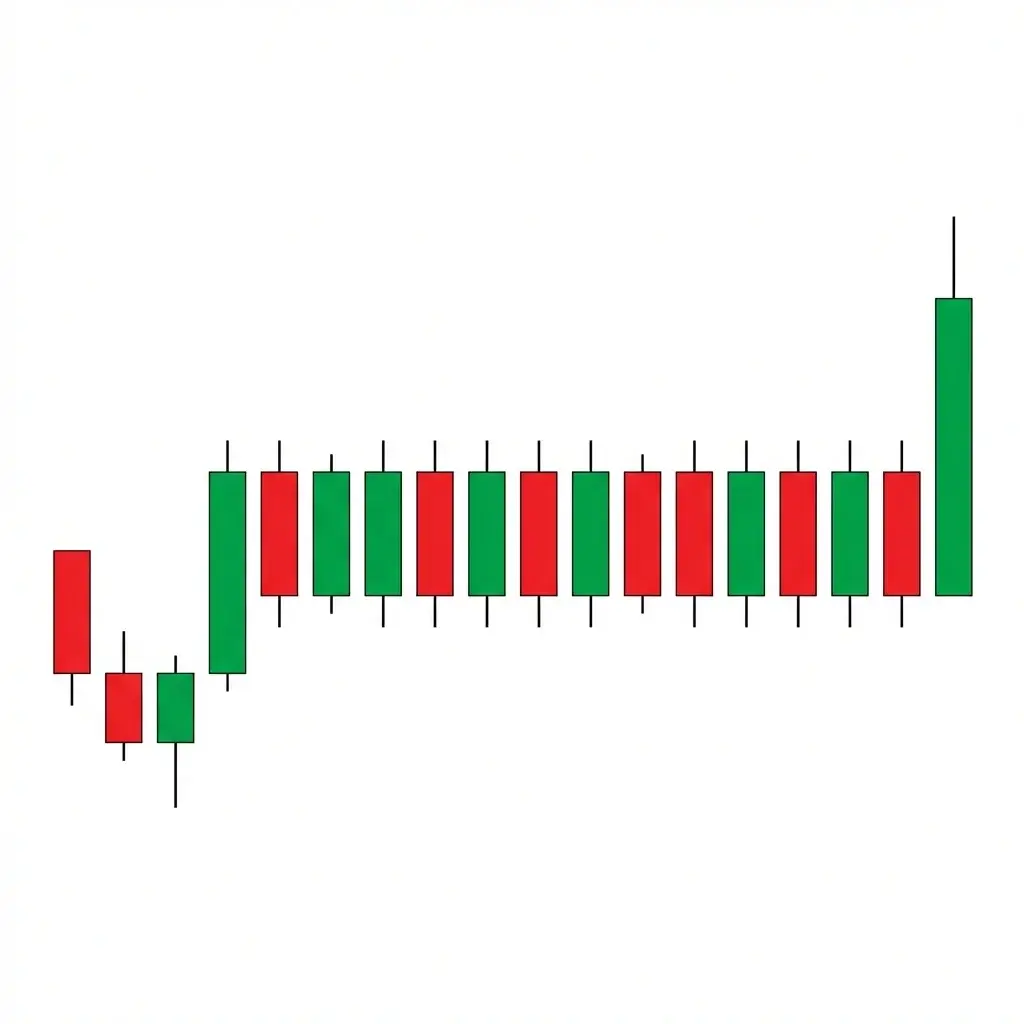 Bullish Accumulation pattern showing a Wyckoff accumulation range with spring and markup phases