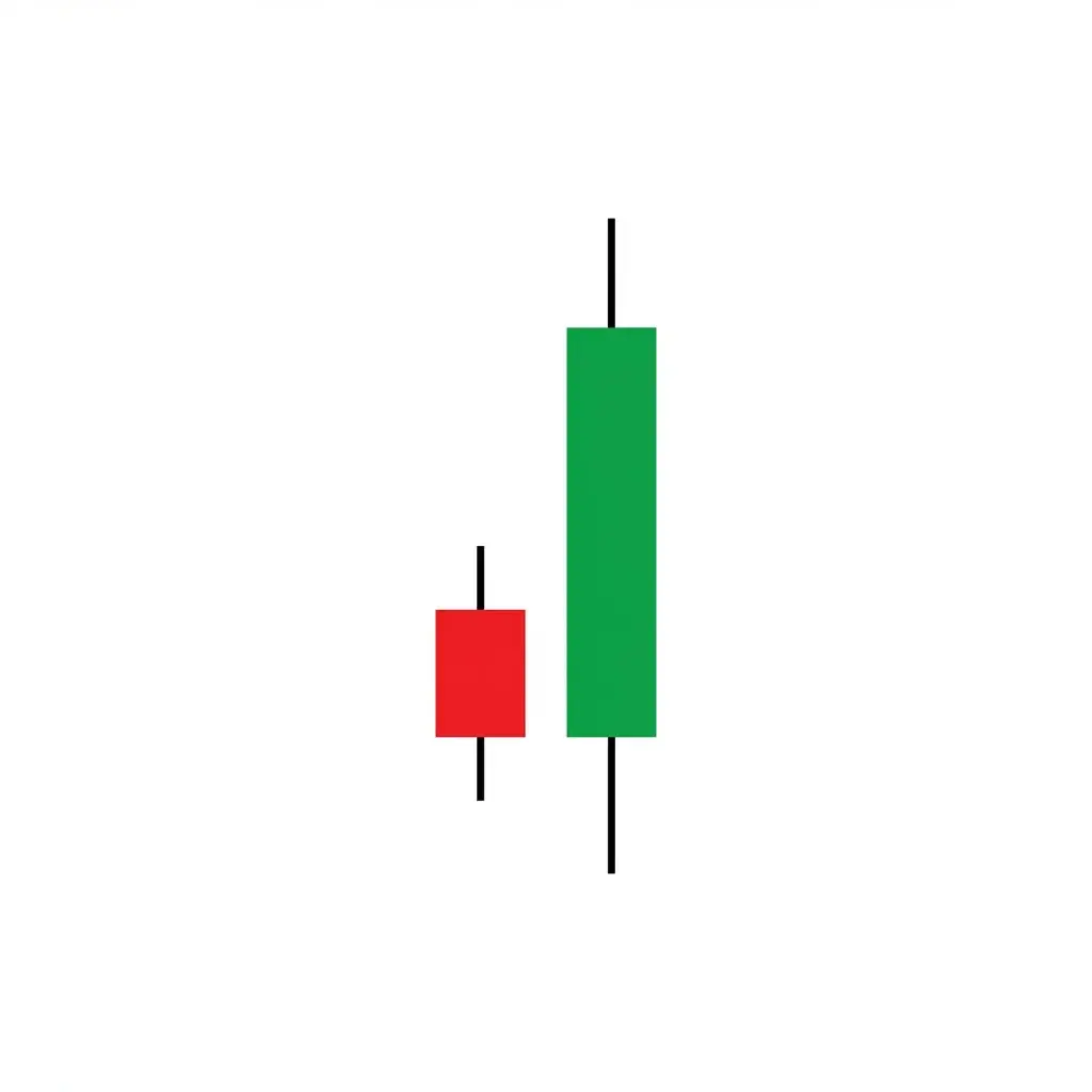 Bullish Engulfing showing a small bearish candle completely engulfed by a larger bullish candle