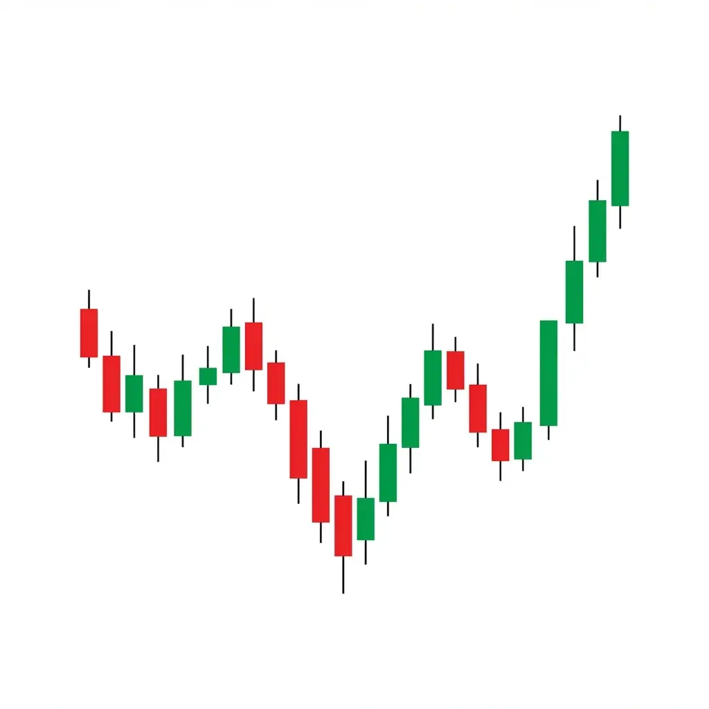 Inverse head and shoulders pattern with left shoulder, lower head, right shoulder, and neckline breakout