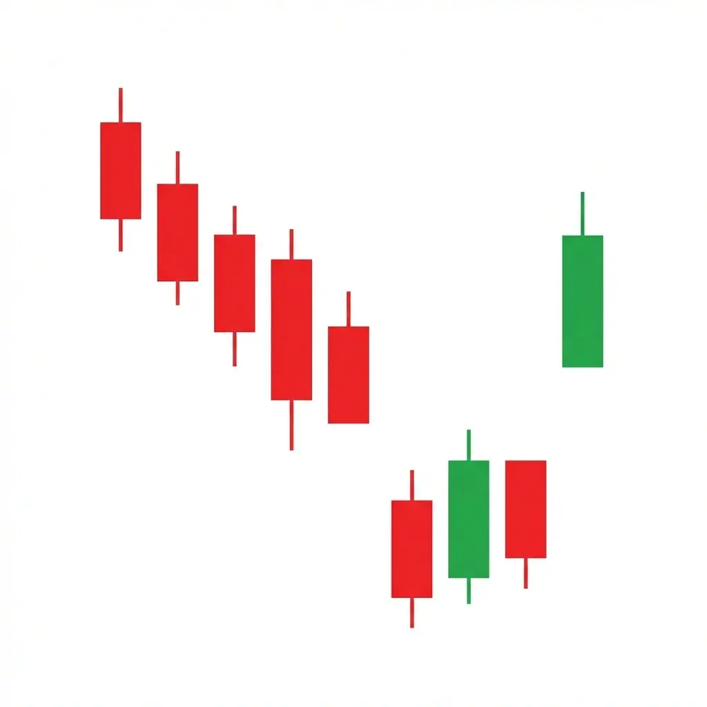 Bullish island reversal showing a gap down isolating price action then a gap up creating an island of candles at the bottom