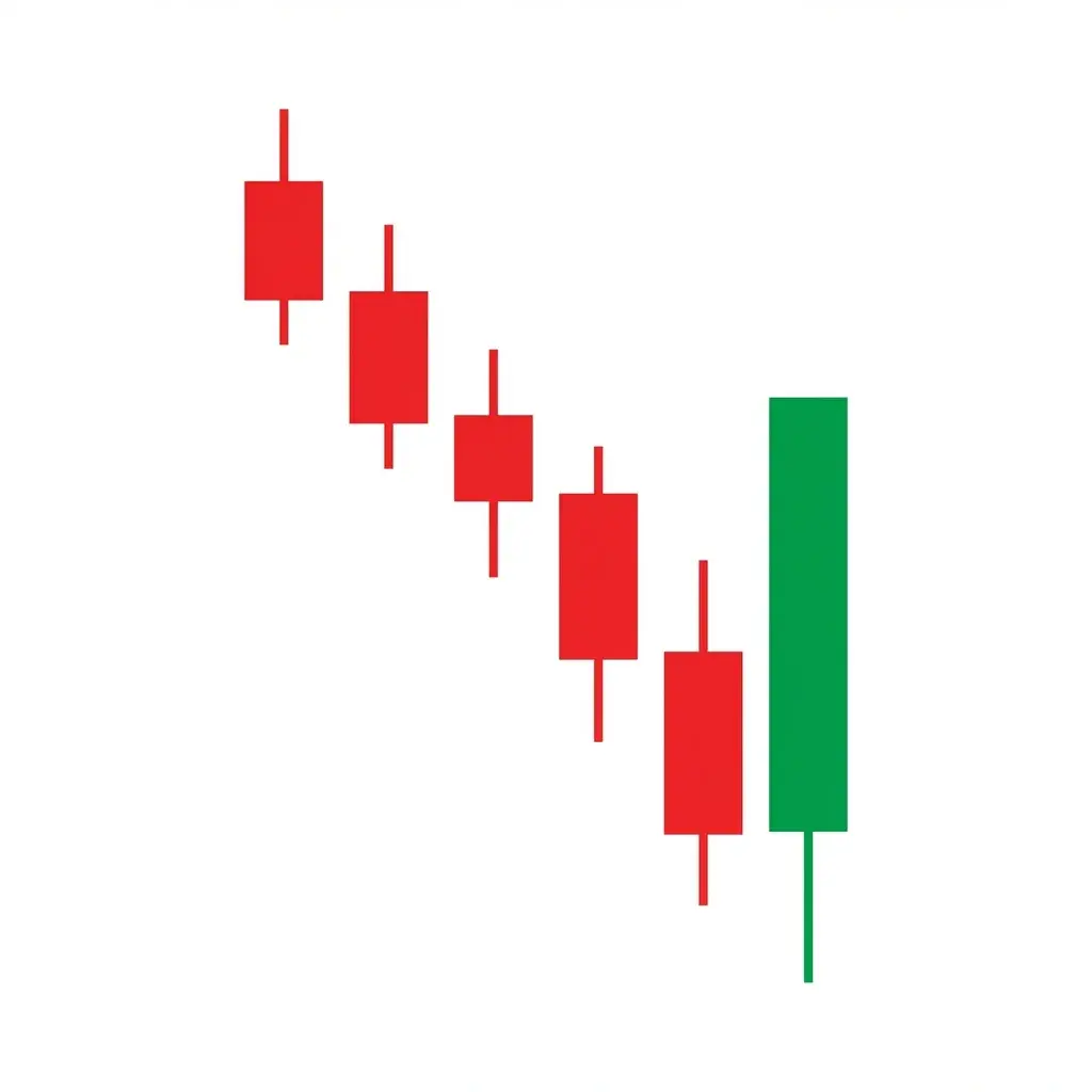 Key reversal bar making a new low then closing above the prior bar's high on heavy volume