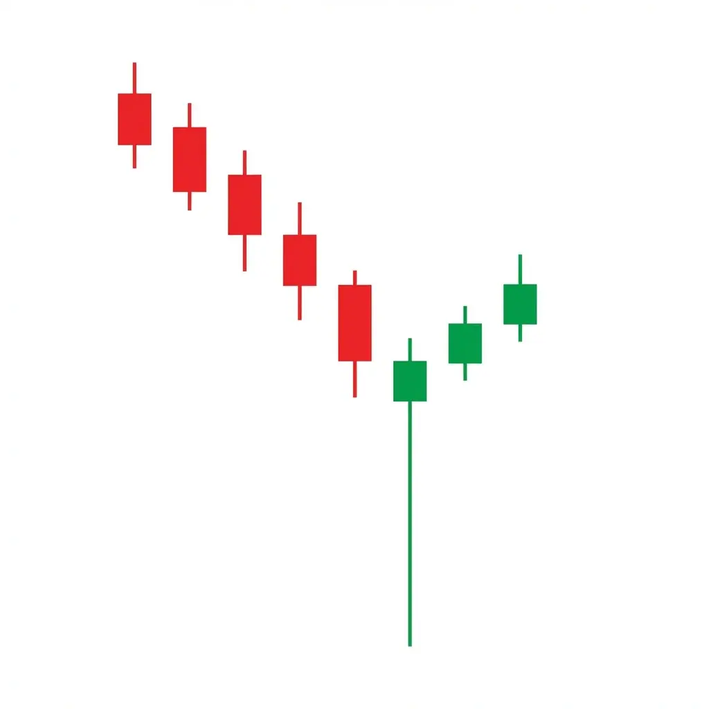 Candle with a long lower shadow showing strong buying rejection of lower prices