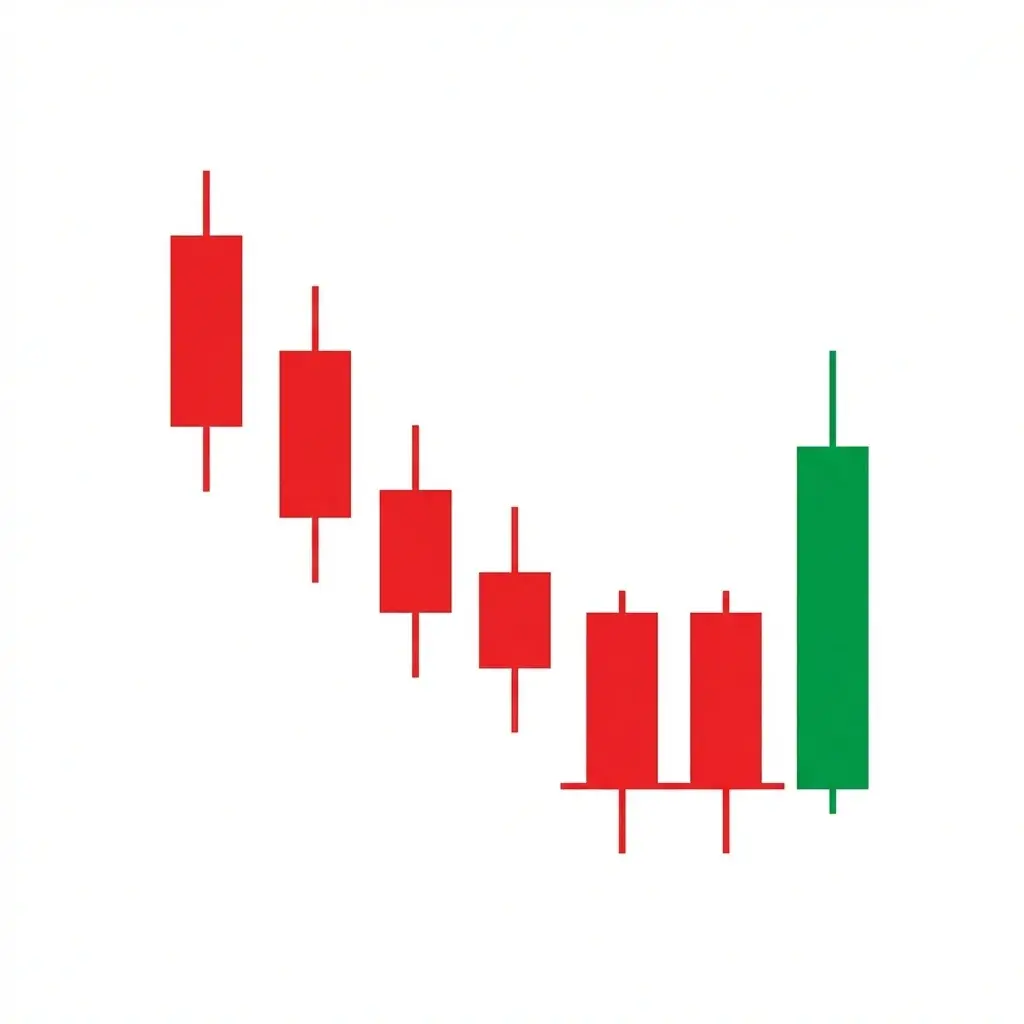 Two bearish candles with matching (equal) closing prices, showing a support level where selling repeatedly stalls