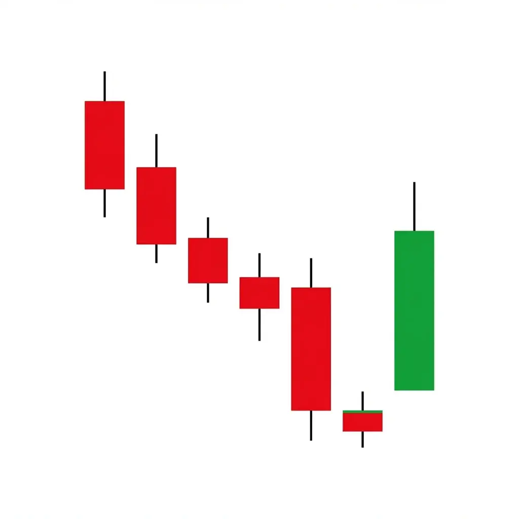 Morning star pattern with gaps on both sides of the star candle — gap down from bearish candle and gap up to bullish candle