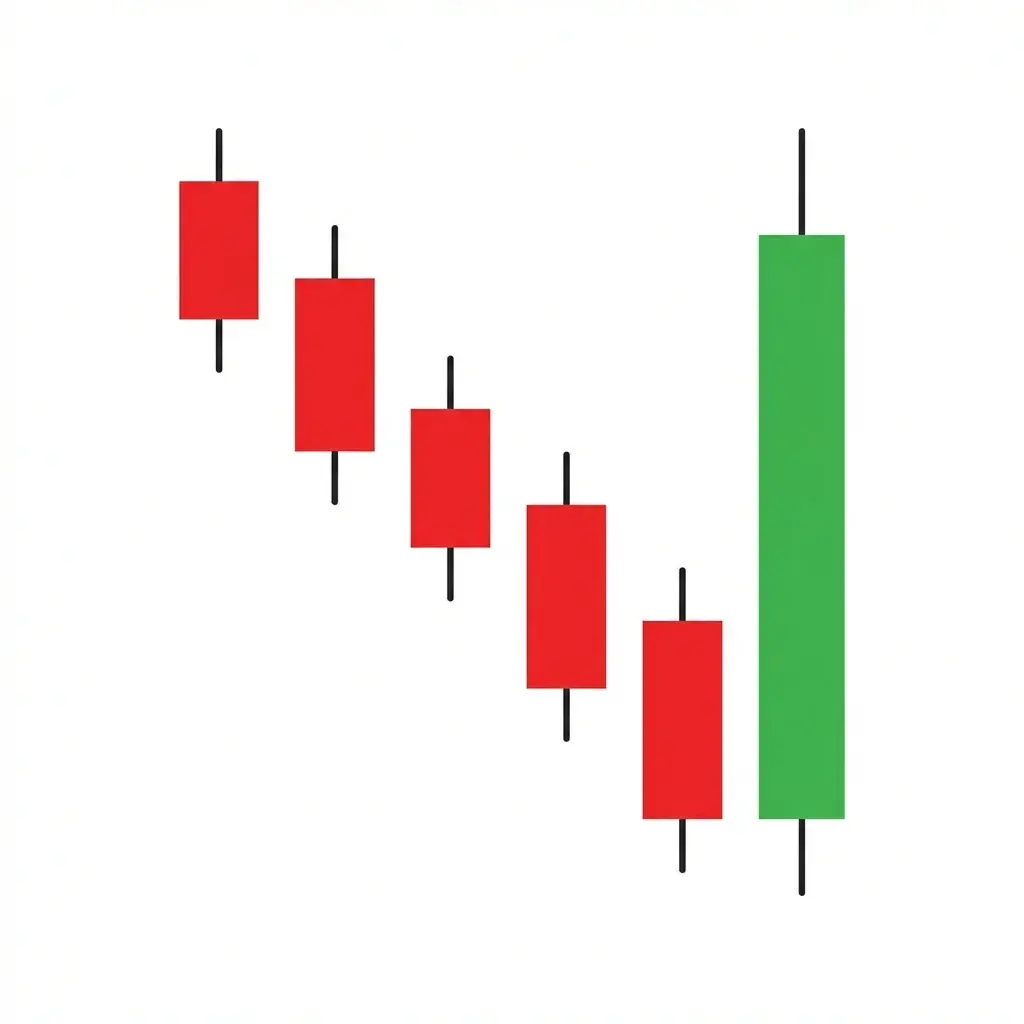 Outside reversal bar with a wider range than the prior bar, trading below its low and closing above its high on heavy volume