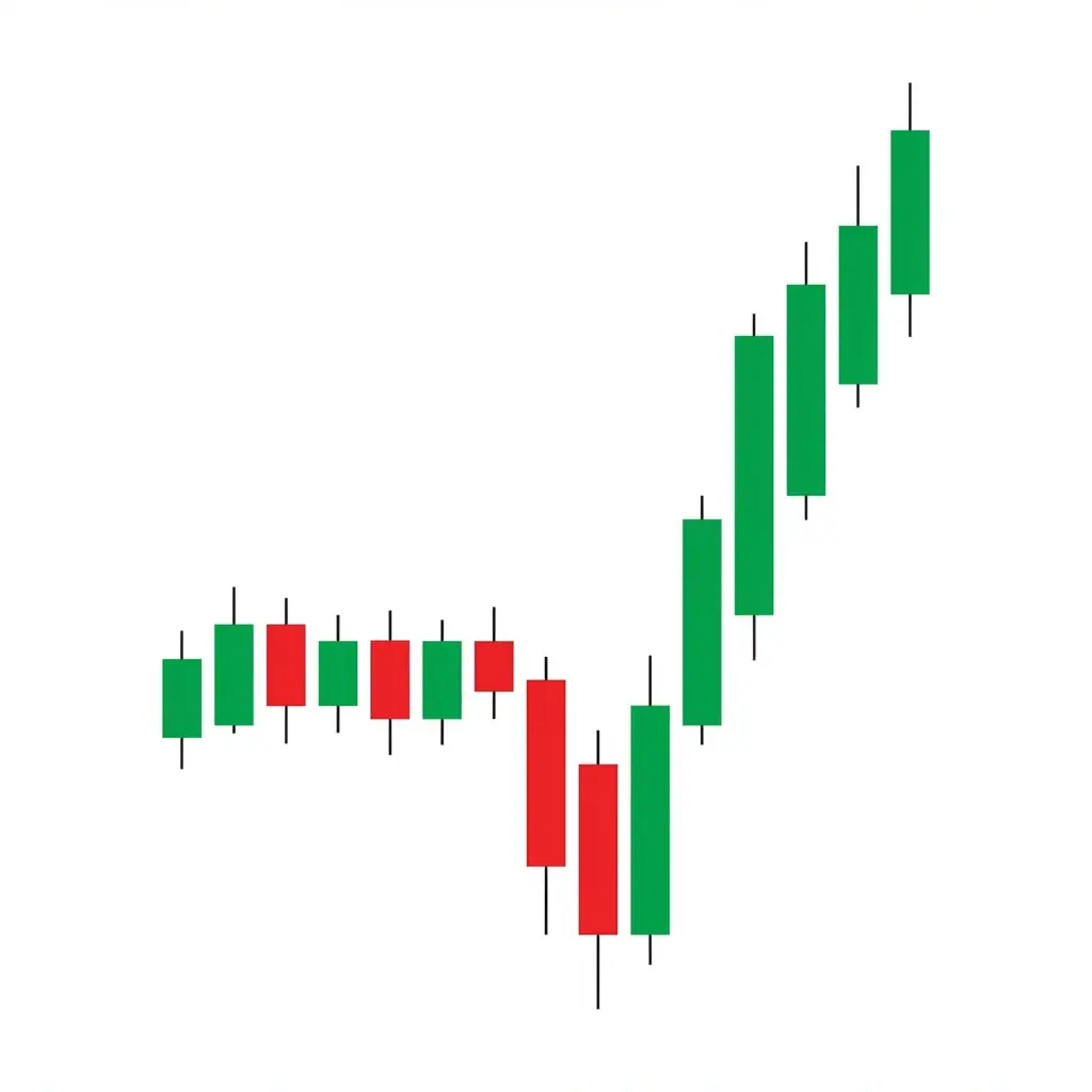 Bullish Power of Three pattern showing accumulation, manipulation below range, and distribution higher