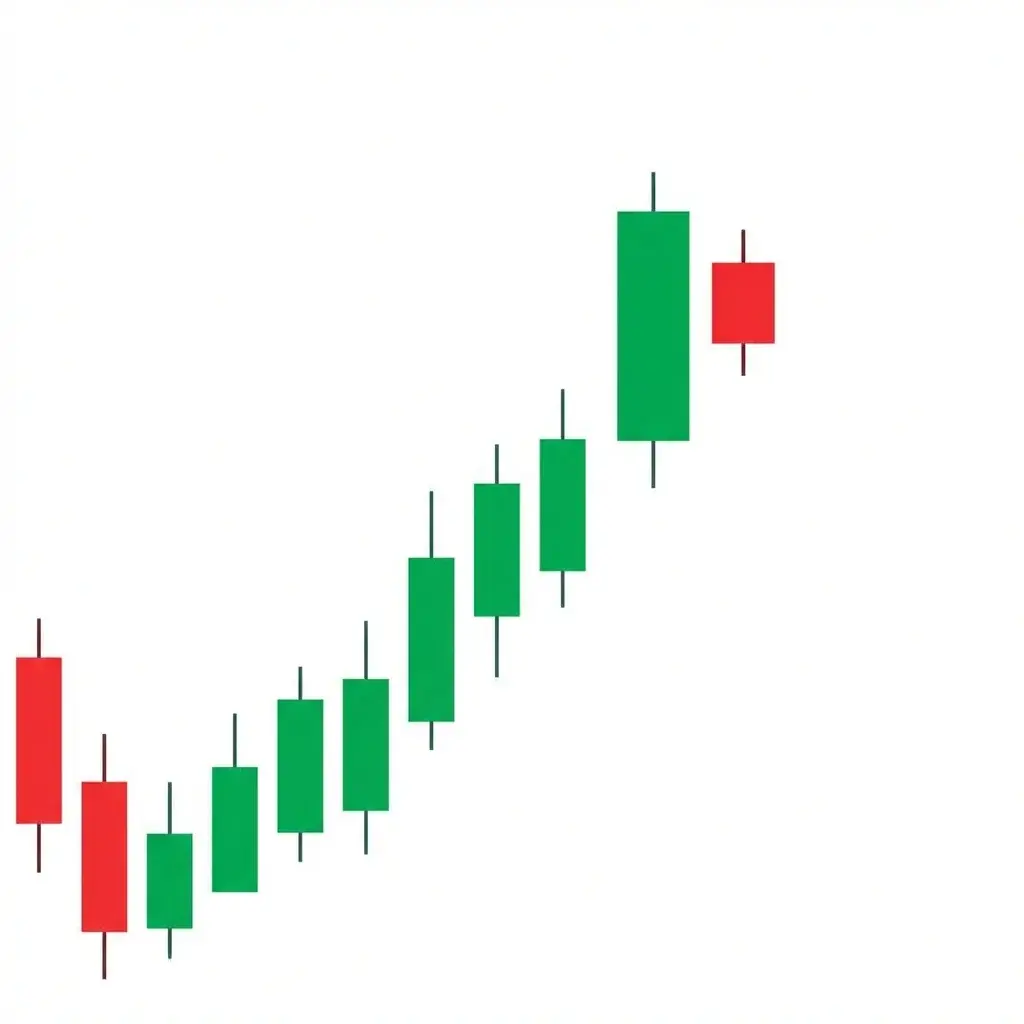 Inside bar pattern showing a candle whose entire range is contained within the previous candle's range, indicating consolidation