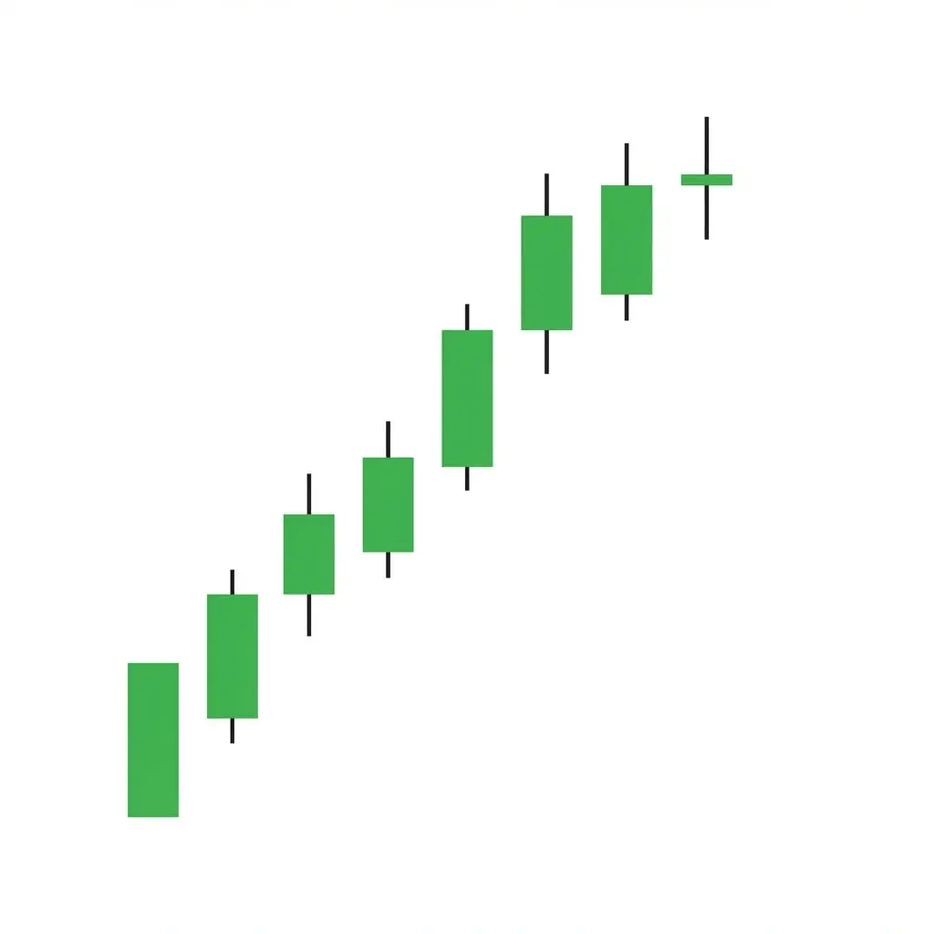 Northern doji appearing at the top of an uptrend, signaling potential exhaustion of buying momentum