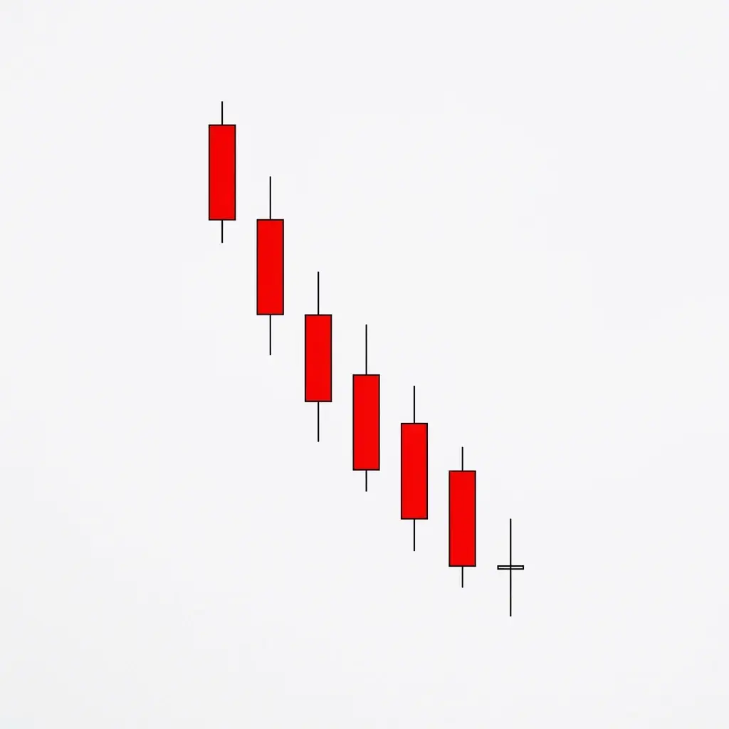 Southern doji appearing at the bottom of a downtrend, signaling potential exhaustion of selling momentum
