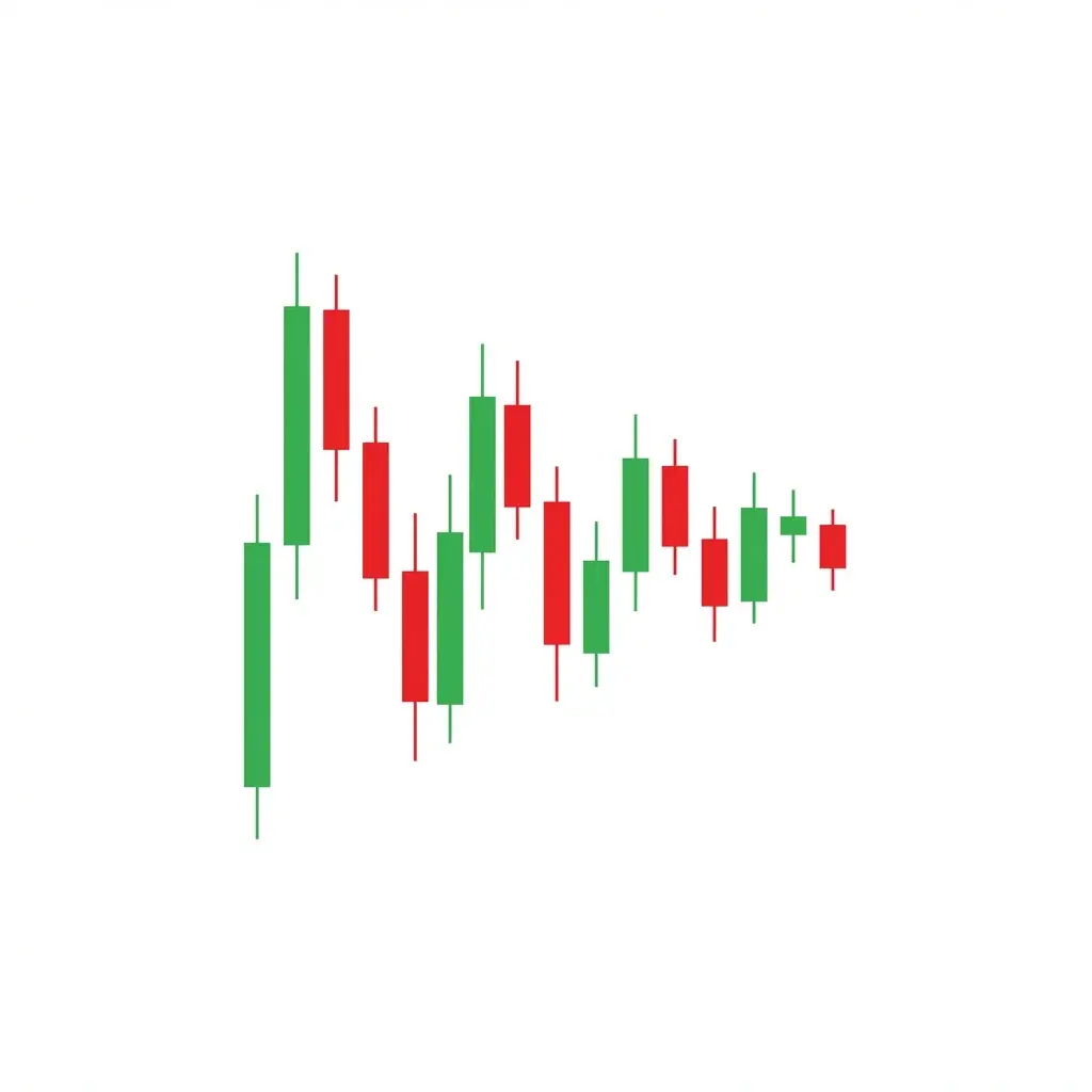 Symmetrical triangle chart pattern with converging trendlines of equal slope creating a coiling price pattern before breakout
