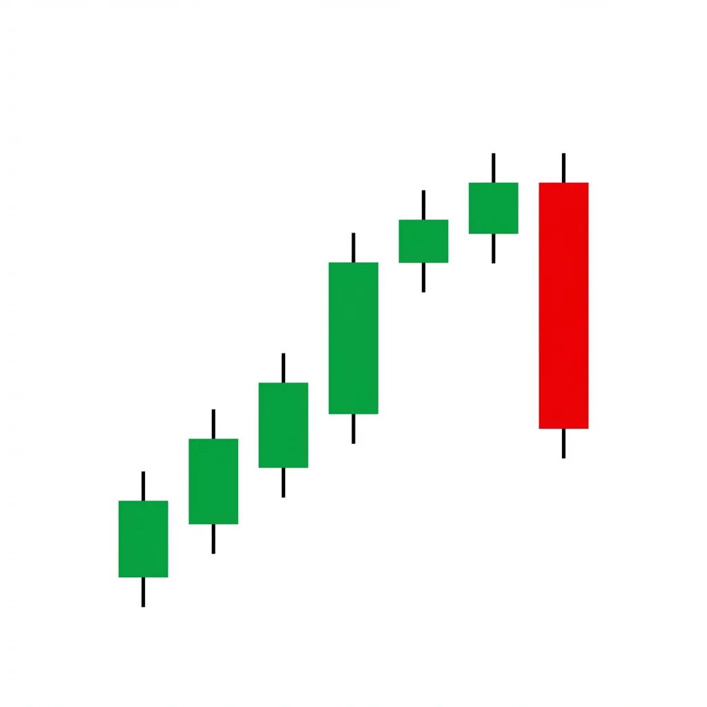 Bearish Breakaway five-candle pattern showing a gap up followed by three small candles and a final large bearish candle closing into the gap