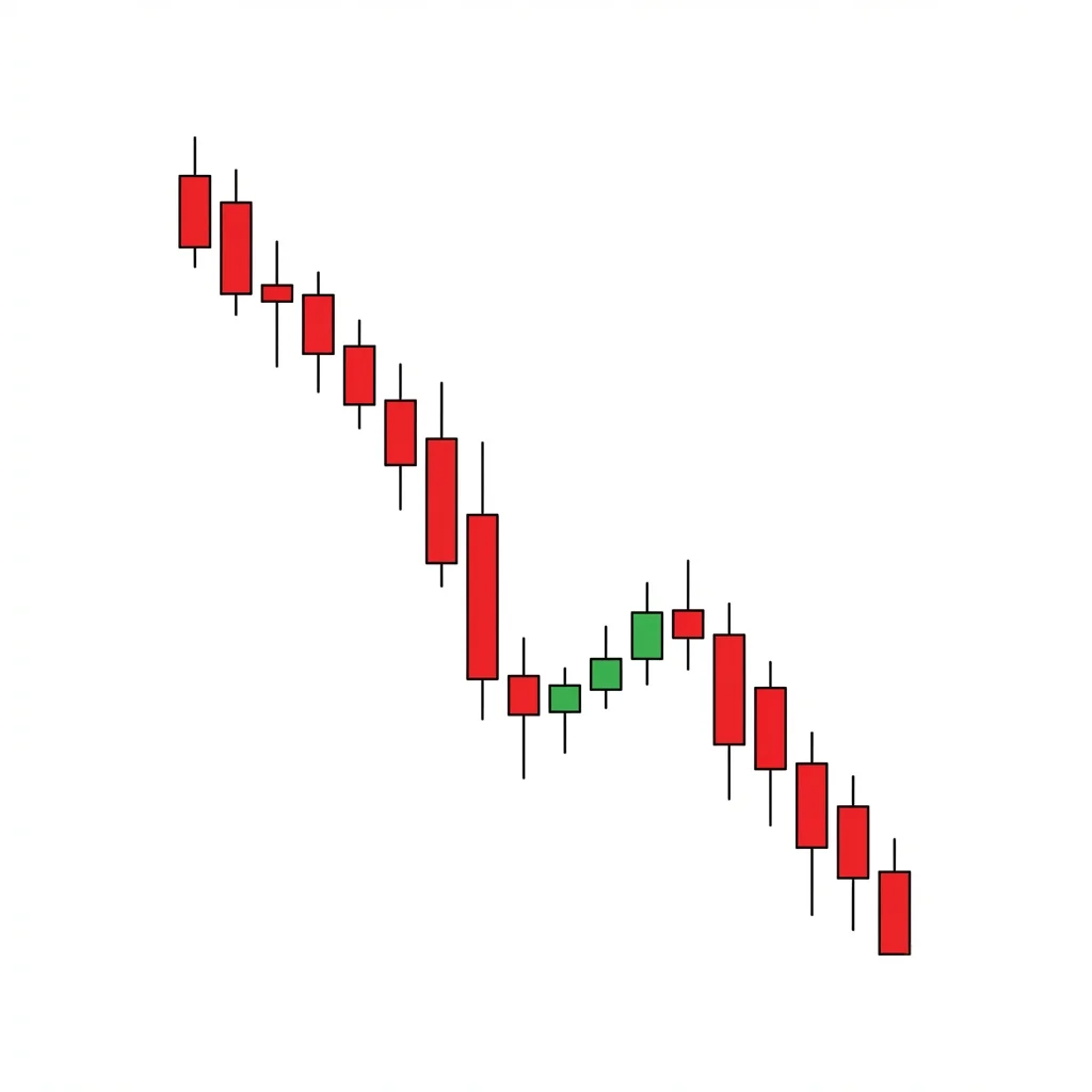 Dead Cat Bounce pattern showing a sharp decline followed by a brief relief rally that fails, then price continues its downtrend