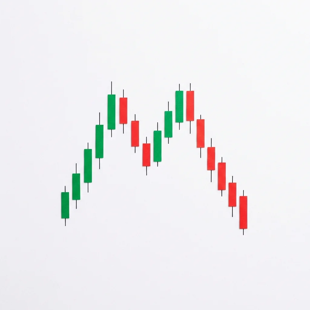 Double Top M-shaped pattern with two peaks at similar price levels and a neckline at the trough between them
